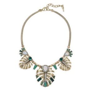 Chloe + Isabel Green and Gold Tropical Marquesas Statement Necklace